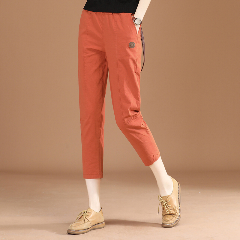 韩潮袭人松紧腰七分休闲裤子女夏季宽松2022季新款显瘦百搭哈伦裤