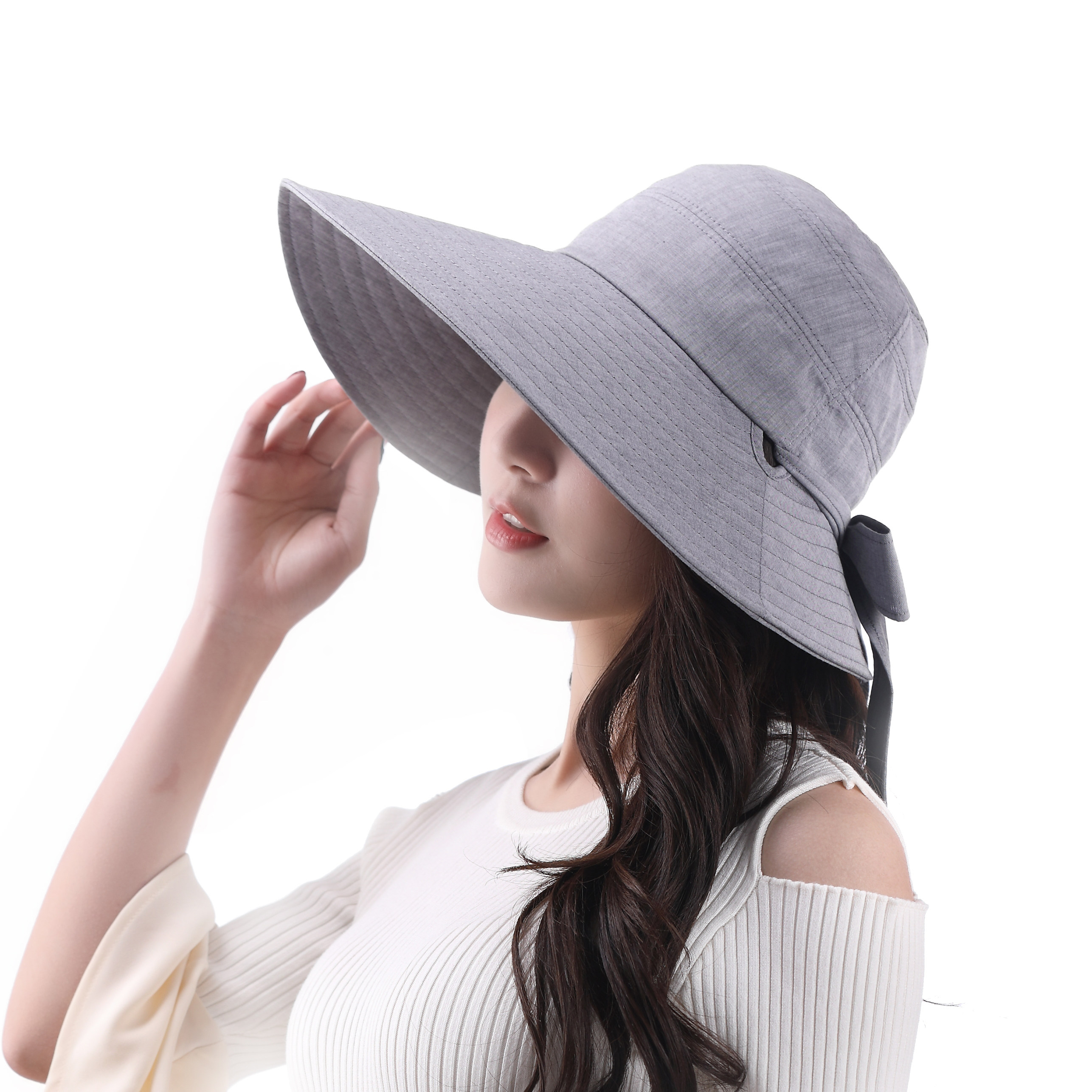 日本小脸upf50帽沿女帽夏季防紫外线太阳帽沙滩折叠帽子