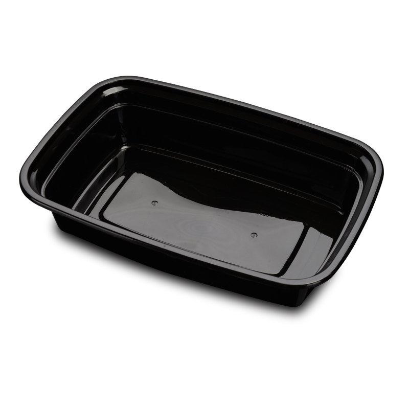 水果打包一次性高档椭圆黑色色带塑料长方形外卖一次性餐盒