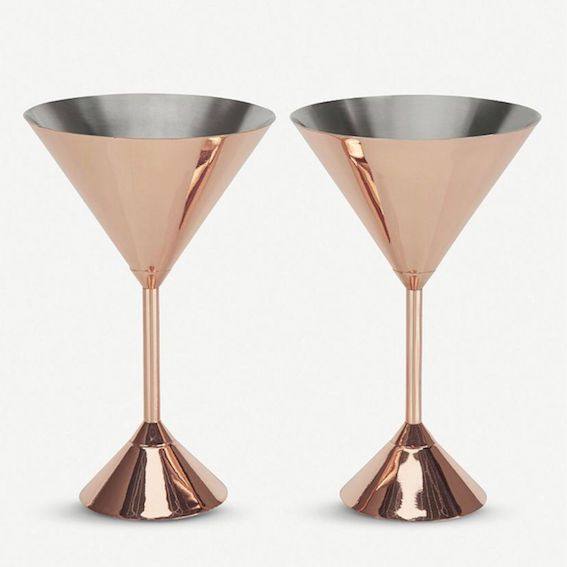 tomdixonplum马提尼鸡尾鸡尾酒酒杯红铜两件鸡尾酒杯