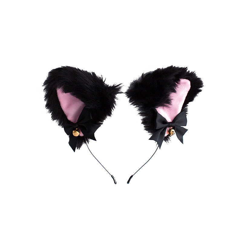 猫耳发箍猫娘cosplay萌娘铃铛蝴蝶结毛绒猫耳朵女仆发饰