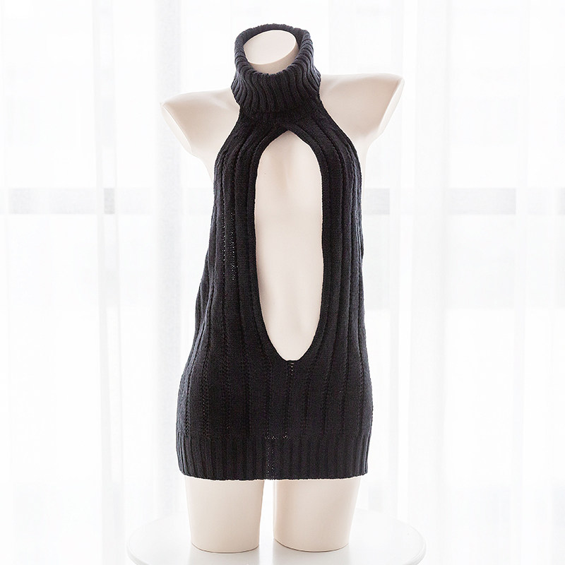 情趣开叉镂空美背诱惑露背衣大胸毛黑色性感动漫t恤