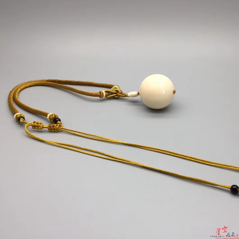 天然猛犸象牙30圆珠挂件吊坠锁骨链