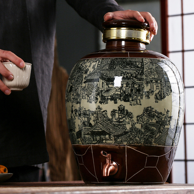景德镇陶瓷泡酒坛子酿酒缸10斤20斤30斤50酒罐密封酒瓶家用存酒壶