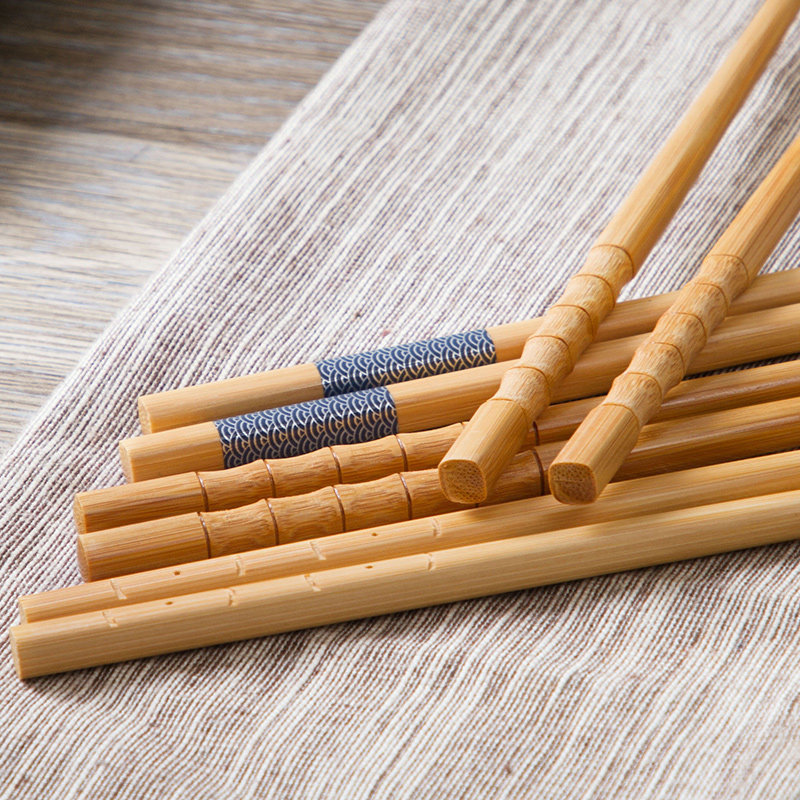 居家家竹子防滑筷子家用10双套装中式餐具环保竹筷子快子家庭装