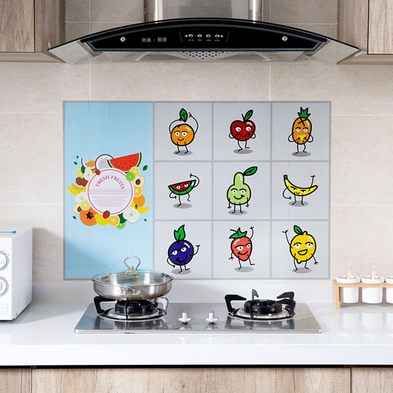 自粘厨房防油贴纸灶台加厚耐高温防水墙贴防潮卡通铝箔锡纸防油贴