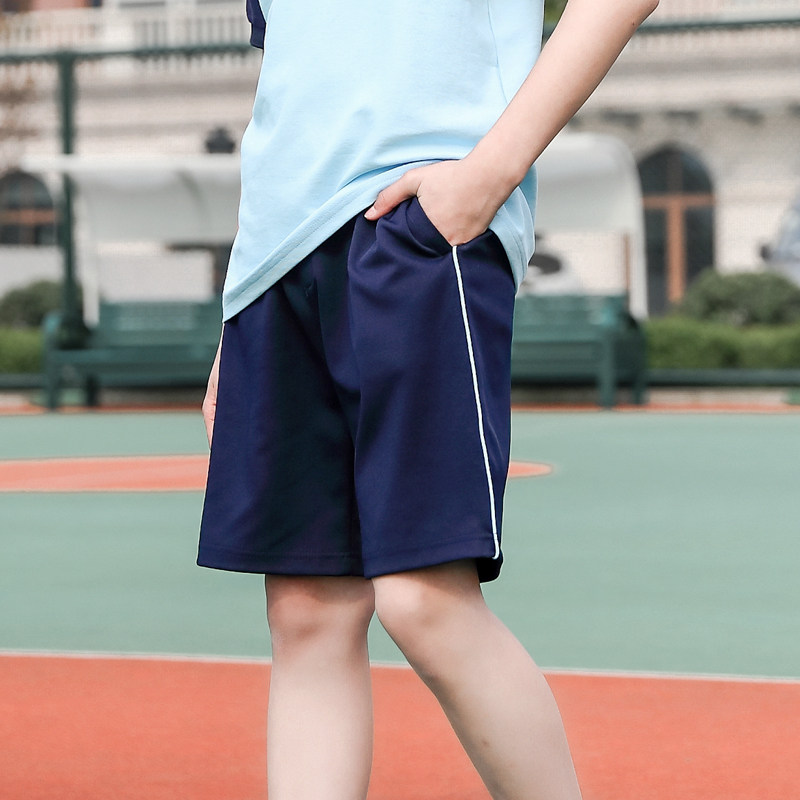 学生纯色七分中裤工装校服夏季纯棉宽松男女运动中长裤/短裤