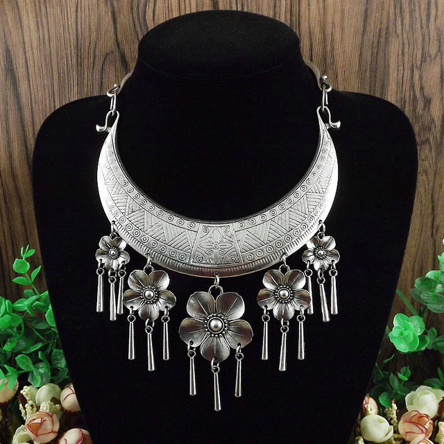 饰品苗银星玛民族风大项项链复古项圈苗族舞蹈项链