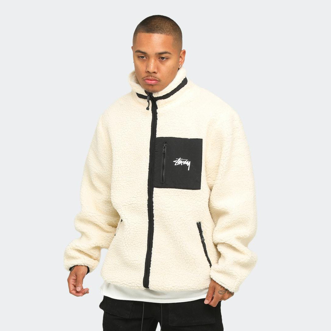 正品stussy羊羔绒开衫卫斯图西摇粒绒拉链外套男女夹克