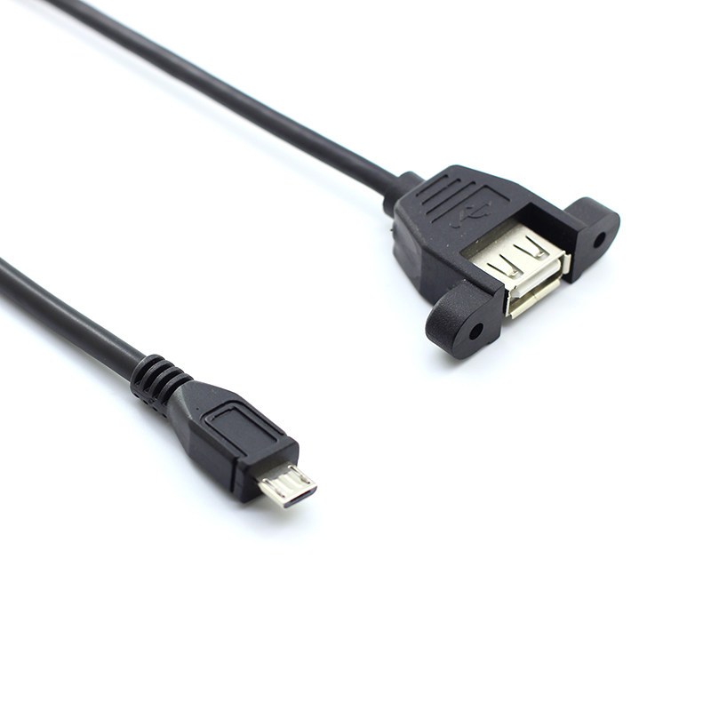 usbmicro公头转母带耳朵螺孔安卓手机接口延长数据线