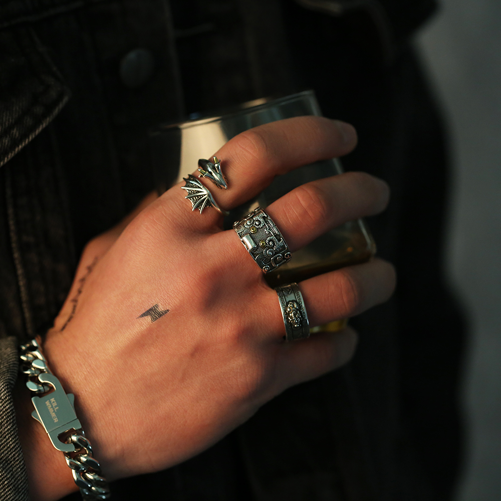 嘻哈美式复古开口戒指男士潮牌高级设计冷淡戒指