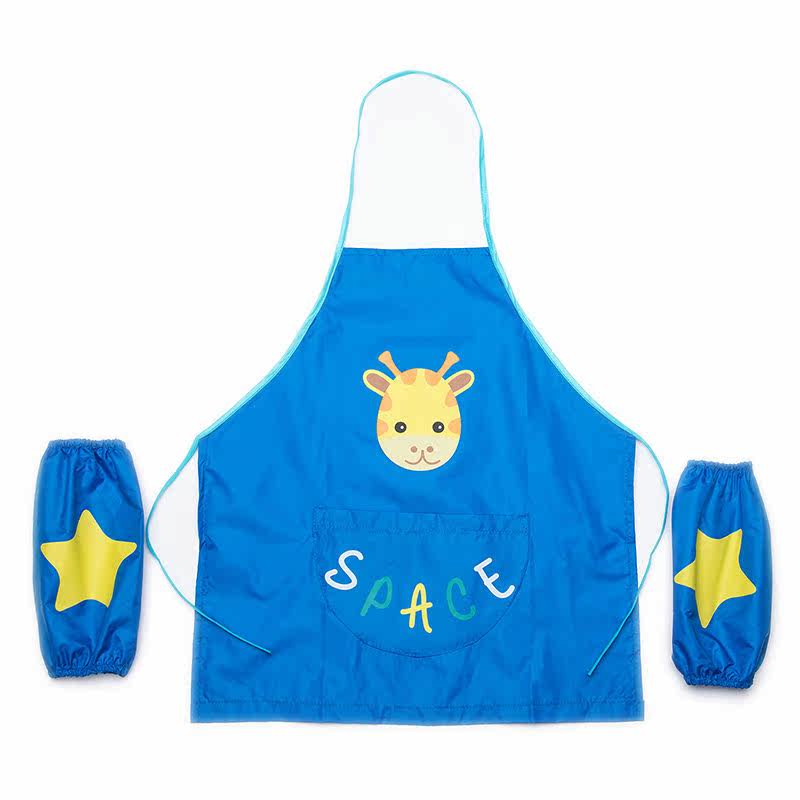 儿童卡通围裙中大童画画衣美术防水罩衣 男童女童反穿衣无袖围兜