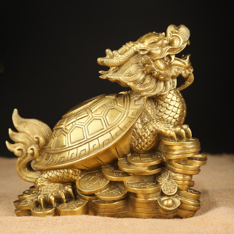 吉善缘 纯铜龙龟八卦龙龟摆件 家居装饰品工艺品龙头龟摆设4138