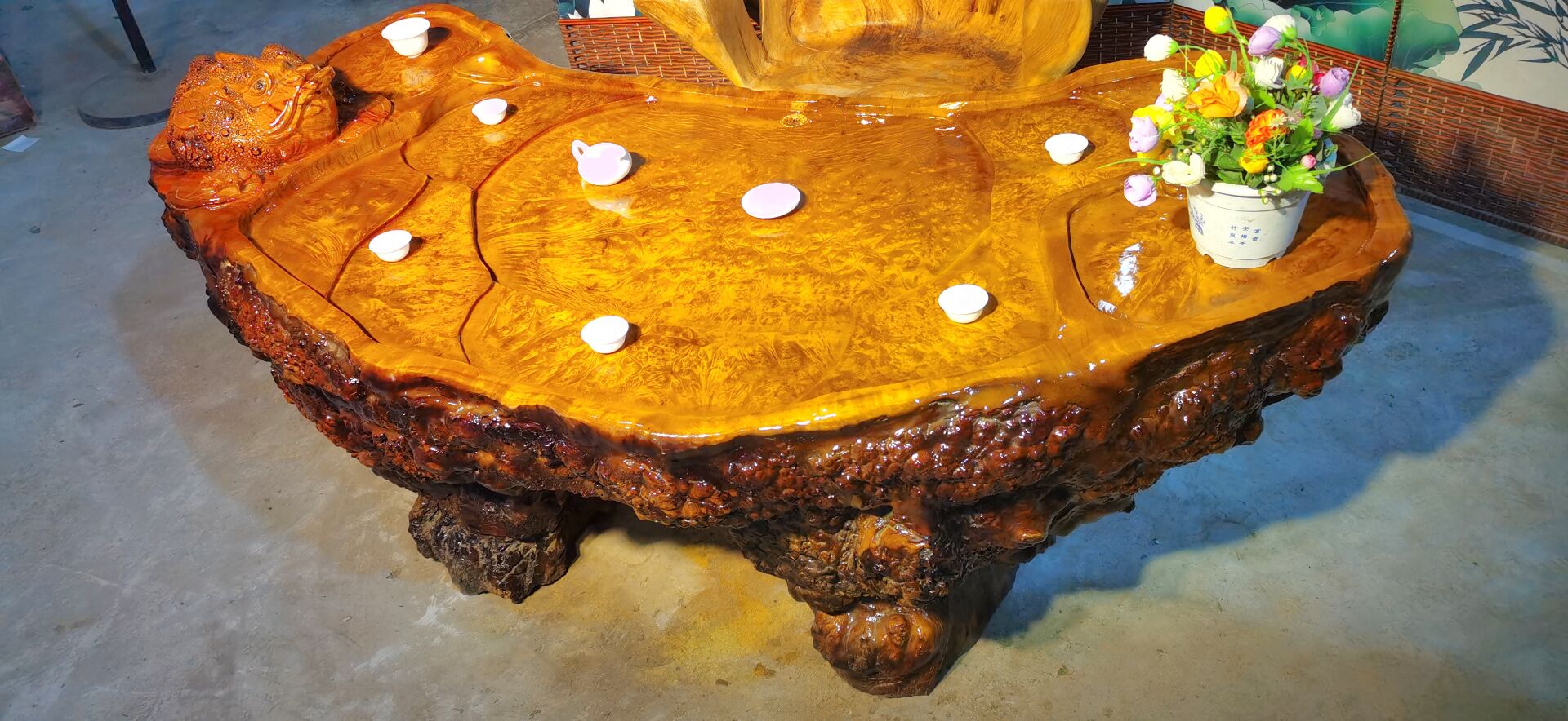黄金实木原木茶几功夫茶功夫茶海树桩一体茶台根雕茶几