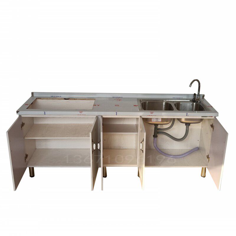 2米整体橱柜厨房灶台水盆水池水槽不锈钢台面出租房整体厨柜