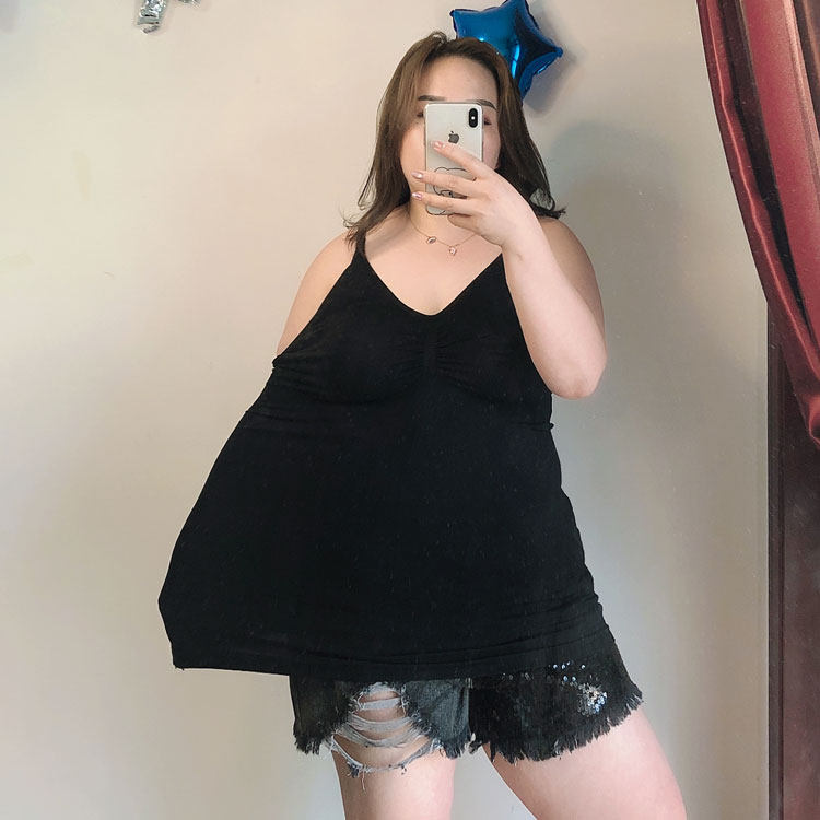 包邮超大胖妞女装加肥带胸吊带背心打底内衣大码女装