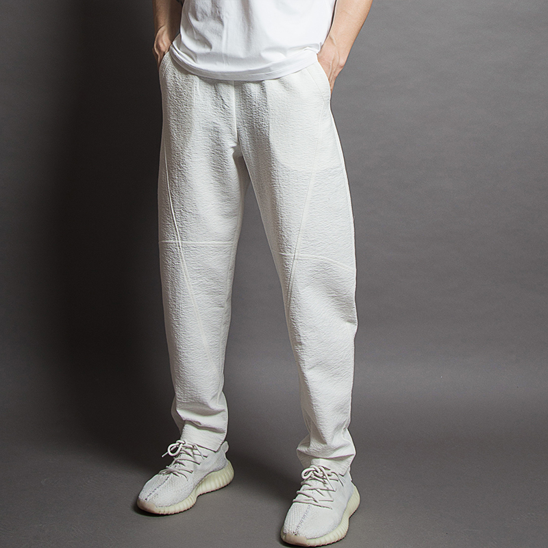 云无缰设计师原创男士休闲裤中国风棉麻阔腿灯笼小脚裤白裤子不透