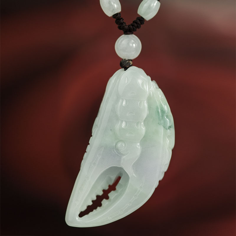 翡翠玉蟹钰达蟹腿吊坠八方来项坠钳挂翠玉挂件颈饰