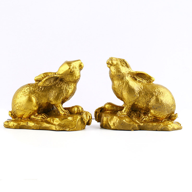 牛年生肖纯铜双兔护岁琉璃摆件2021年摆件