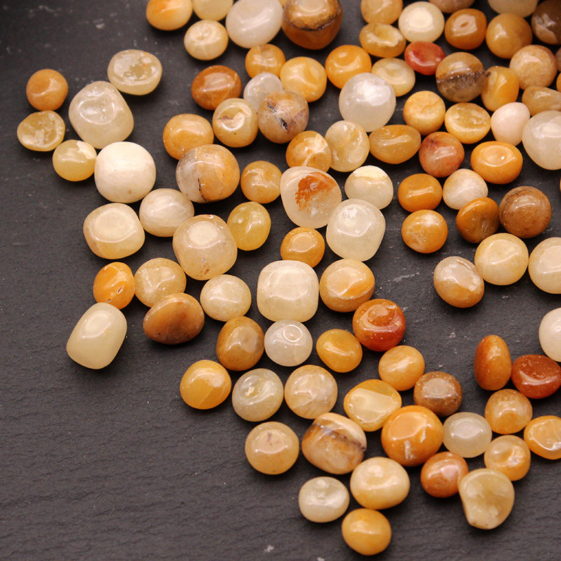 灵昌碎石天然橙黄色东陵玉碎石摆件鱼缸小石头盆栽铺面足浴按摩