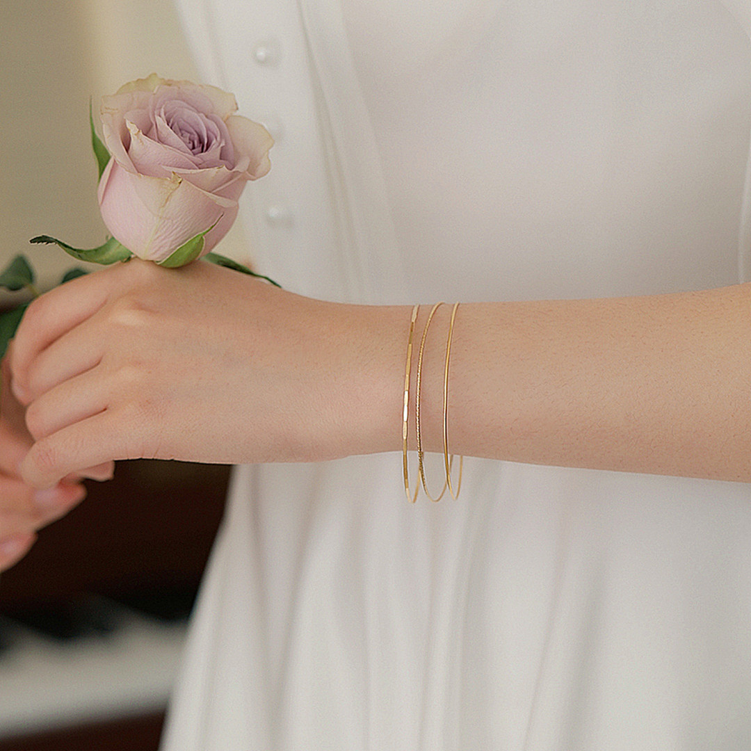 cecilialin简约精致14k包金手镯叠戴ins时尚网红手镯