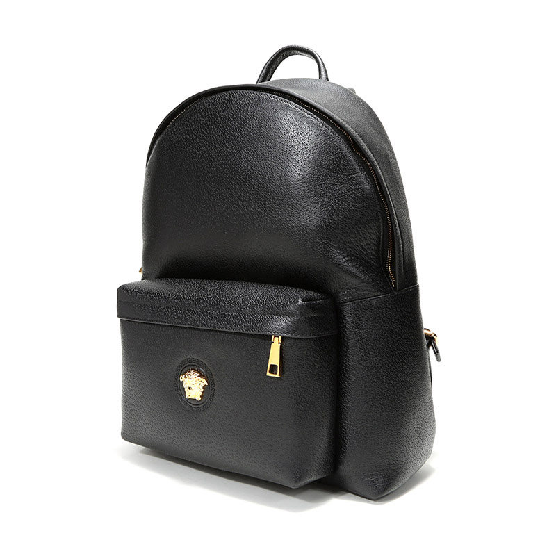 versace范思哲男士黑色美杜莎铆钉皮革双肩包300095双肩背包