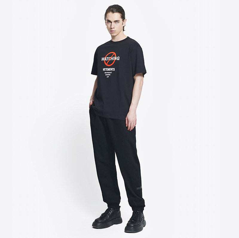 休闲简约潮流个性 情侣款 短袖 素301446 vetements新款 t恤禁止元