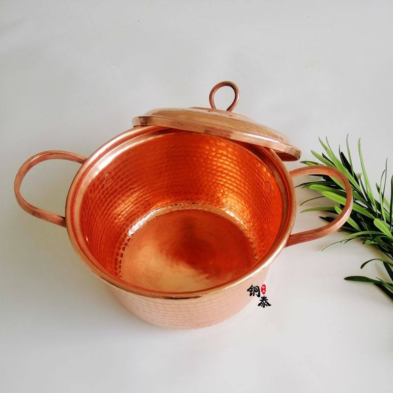 直桶加厚紫铜小铜锅果酱熬药小号纯铜汤锅铜锅汤锅