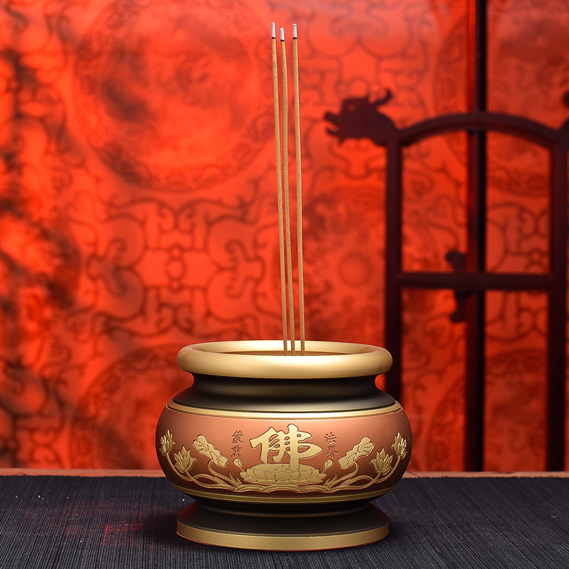 香炉纯铜供佛佛具用品寺庙佛堂室内家用烧香香薰炉