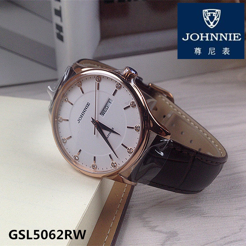 正品johnnie尊尼手表女表石英石英表表皮表带双日国产腕表