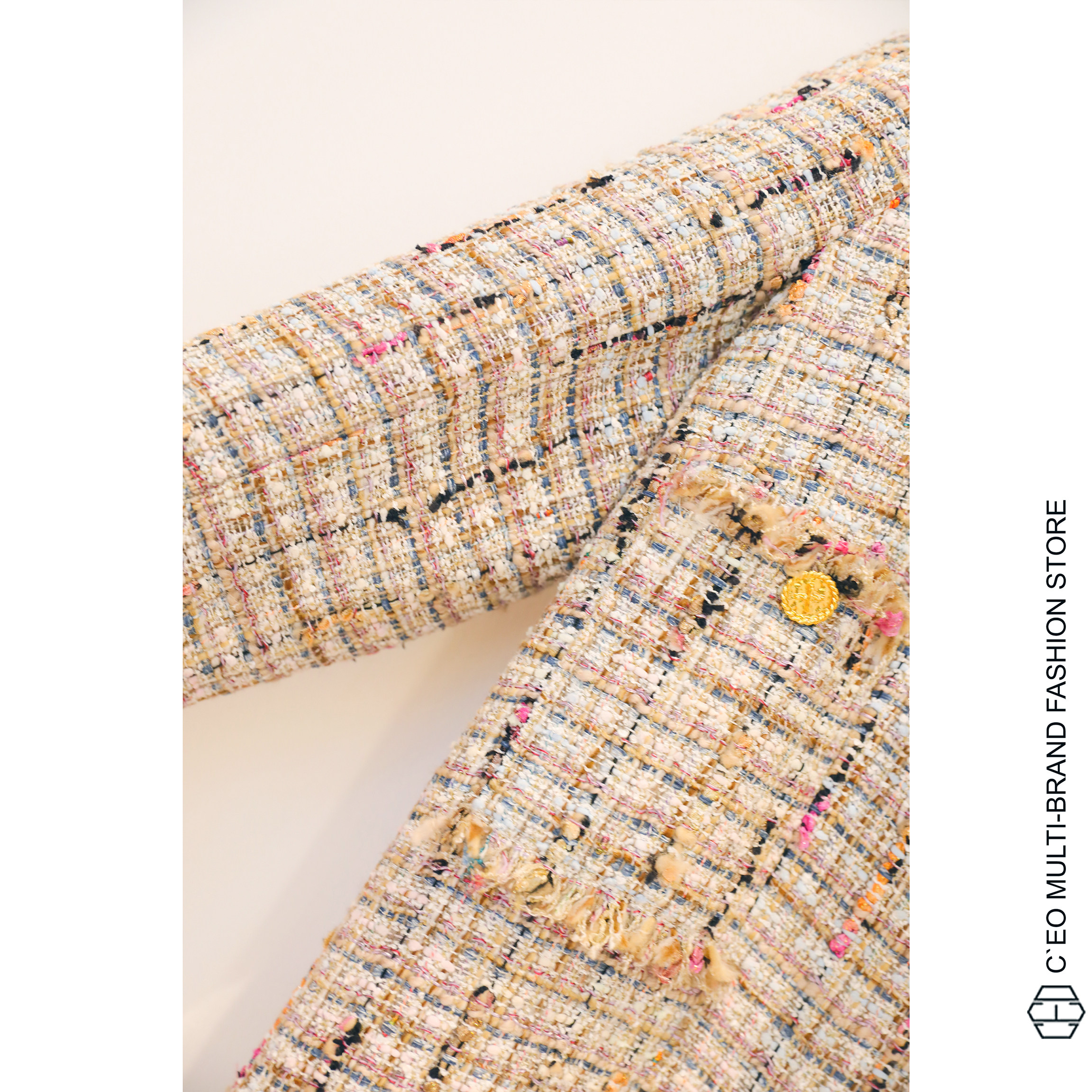 3折精选edwardachourparis法式花色中长外套ceo短外套