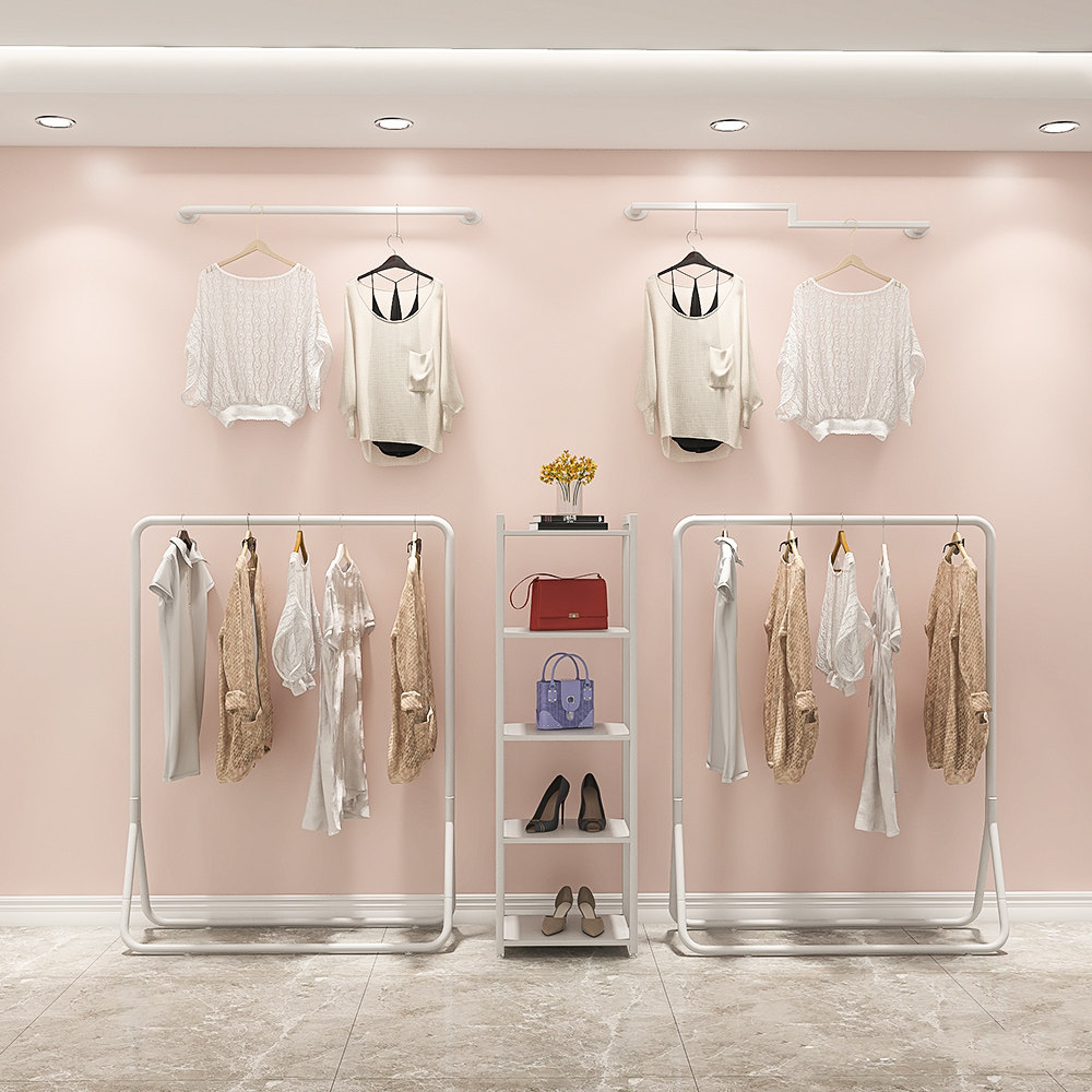展示架服装店店铺货架女装展示架上中岛落地白色服装展示架