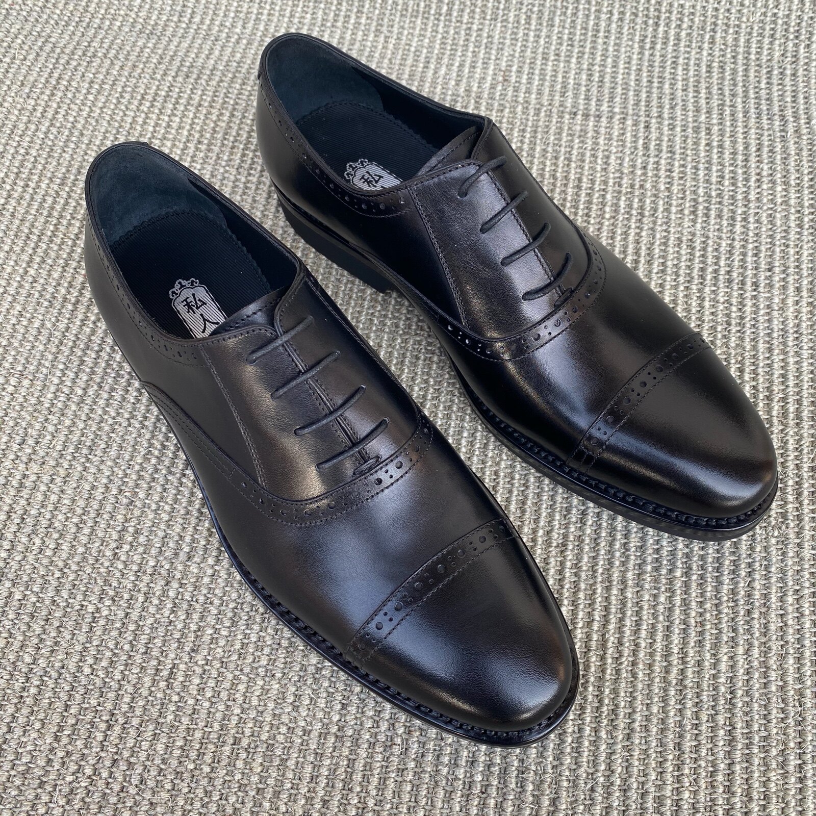 进口法国口头牛皮男士三接头意大利vibram耐磨防滑正装皮鞋