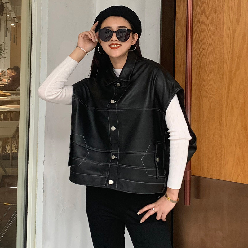 2020真皮皮衣马夹绵羊皮坎肩女士马甲常规外套马夹