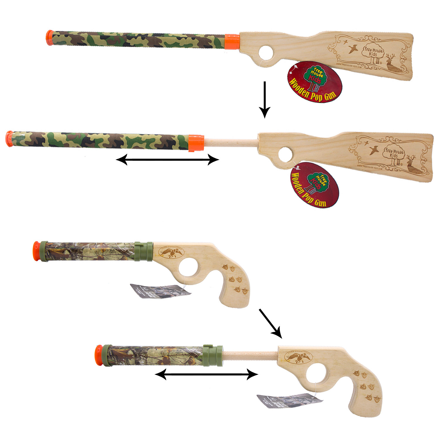 treehousekidswoodenpopgun原木木质短枪木制其他玩具枪