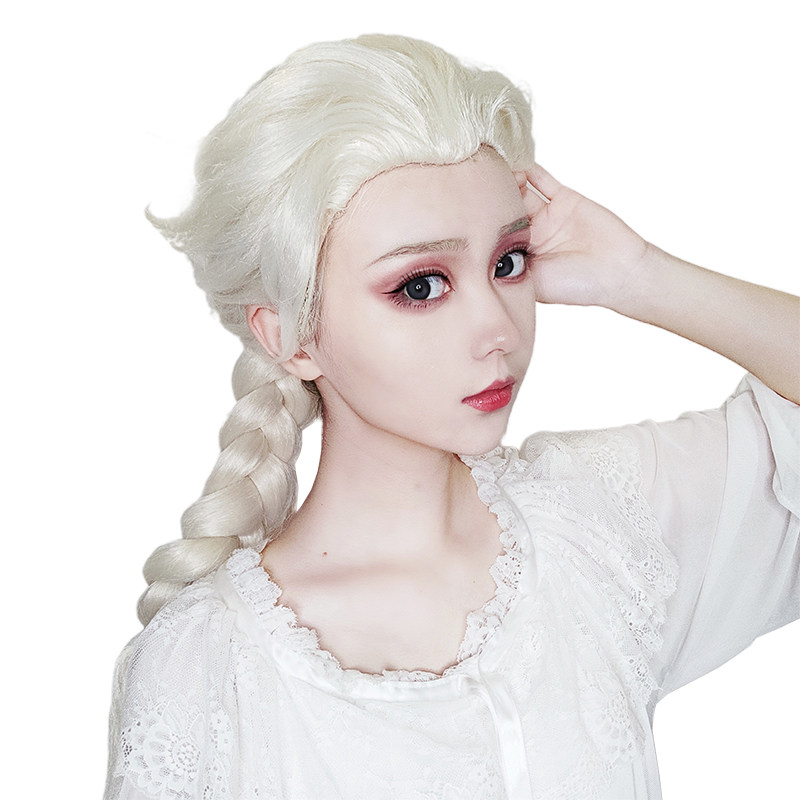 萌香家冰雪奇缘elsa艾莎女王米白辫子造型公主cosplay配件