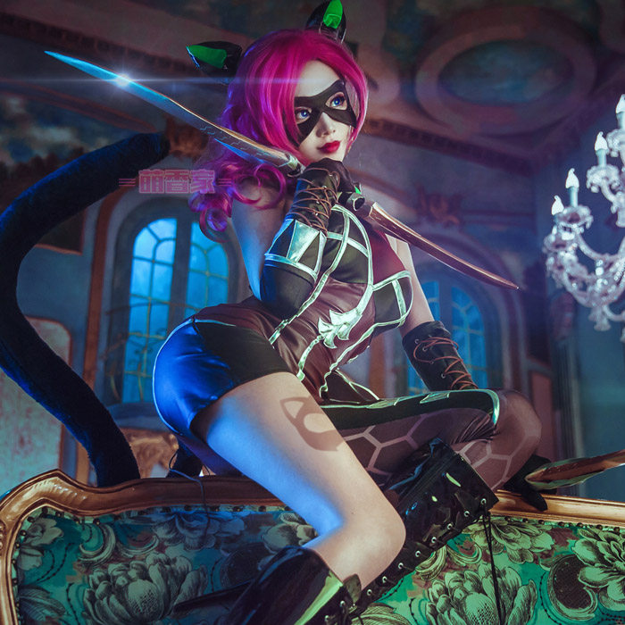 萌香家王者荣耀cos阿轲cosplay服装女假毛荆轲暗夜cosplay配件