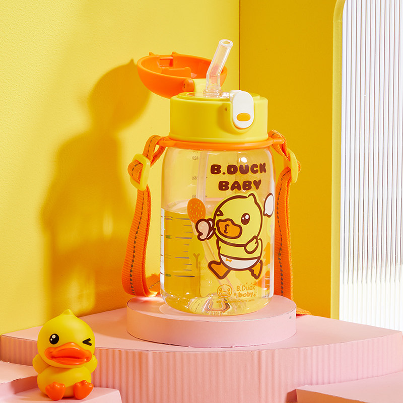 bduck小黄鸭儿童吸管水杯宝宝幼儿园夏季ppsu材质水杯