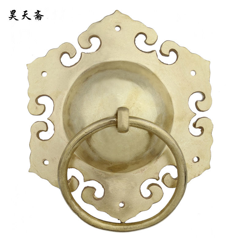 仿古昊天斋中式四合院木门大门门环纯铜如意头门小拉手