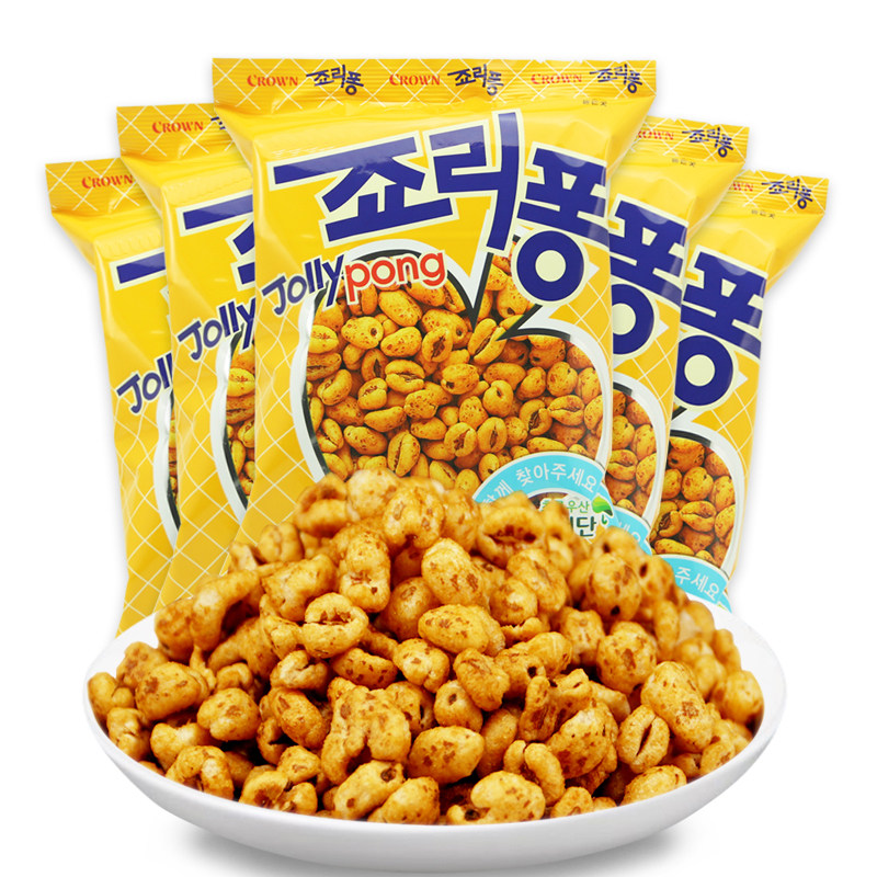 5袋crown克丽安大麦粒74g浓香粗粮爆米花韩国膨化食品