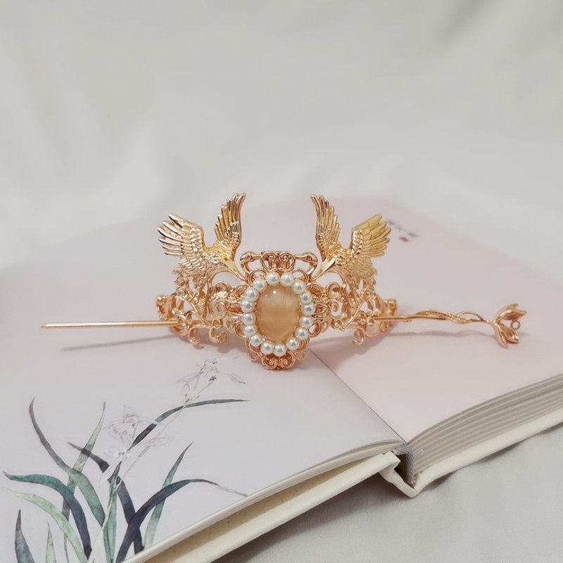 木兰辞 古风龙凤仙鹤发冠男女束发簪子汉服莲花冠武侠高马尾发扣