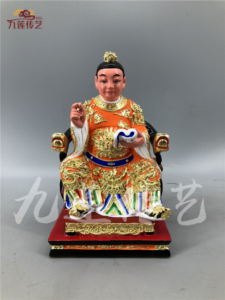 木雕太子神像玉皇三太香樟樟木手工传统漆线木雕