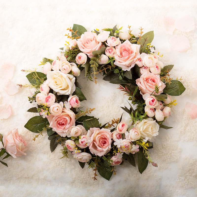 花环玫瑰婚庆结婚心形门环环形仿真圆形假花仿真花