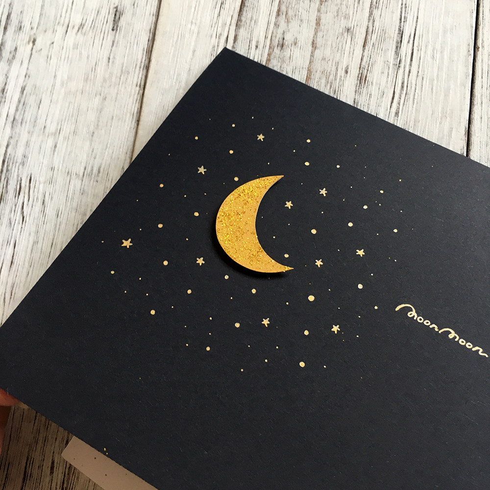 贺卡闪闪月光祝福定制生日离别鼓励星星月亮贺卡