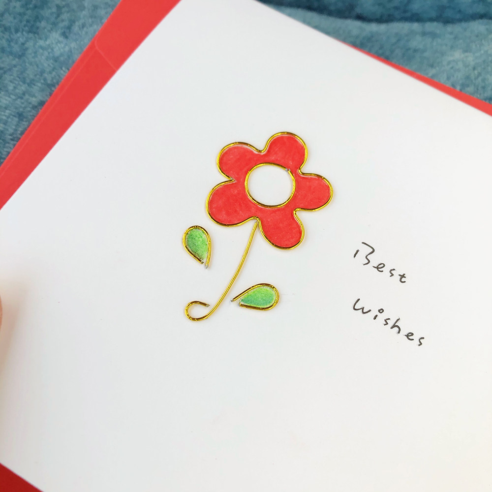 贺卡送你一朵小红花祝福生日贺卡定制手工logo文字贺卡