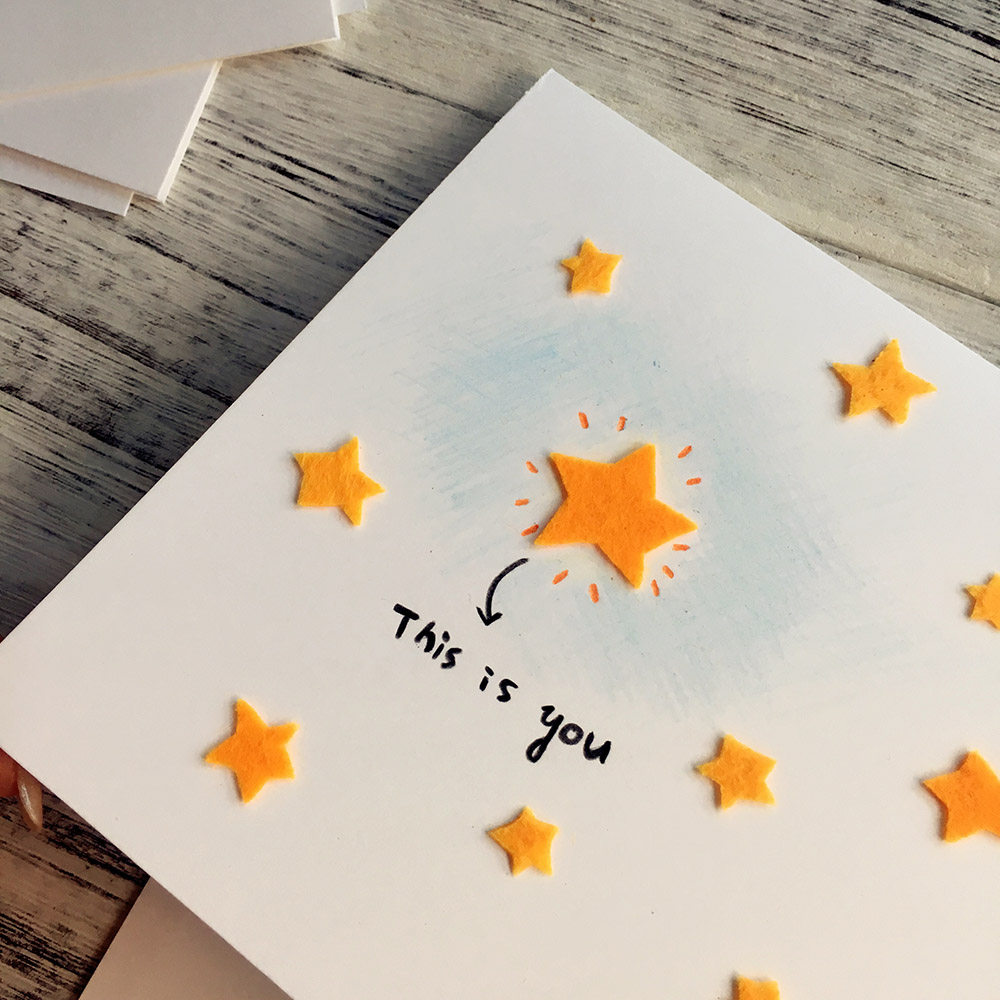 贺卡星星月亮教师节手工老师材料diy定制jz3贺卡