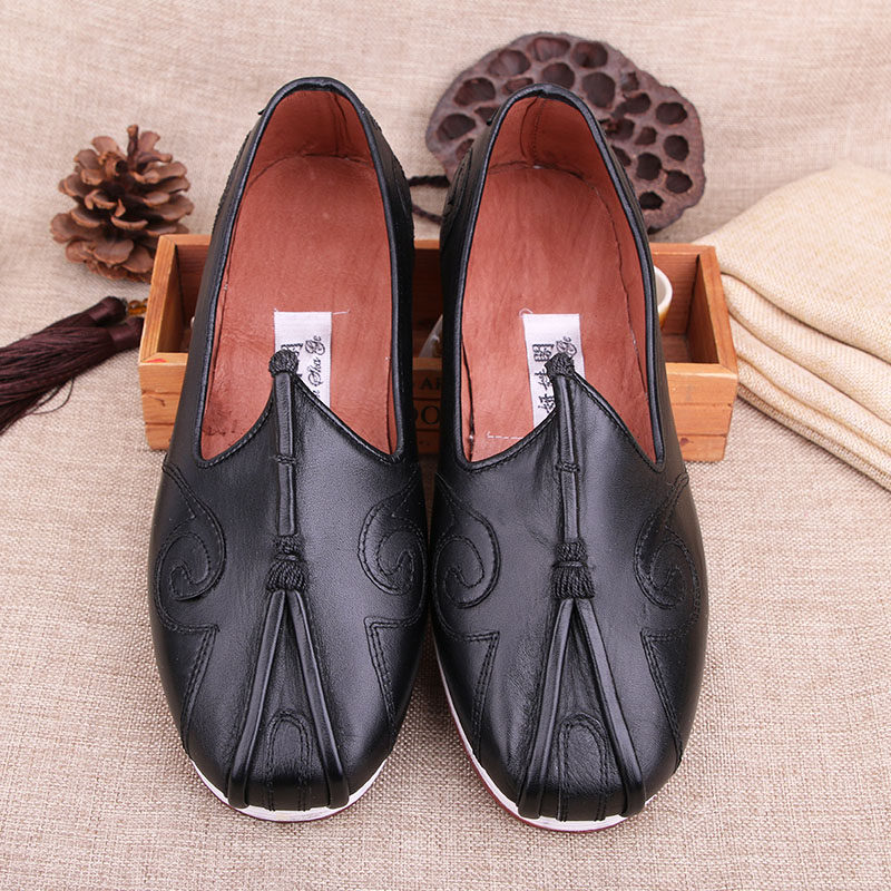 洒鞋手工千层老北京布鞋休闲皮鞋鹰嘴复古中国国风布鞋