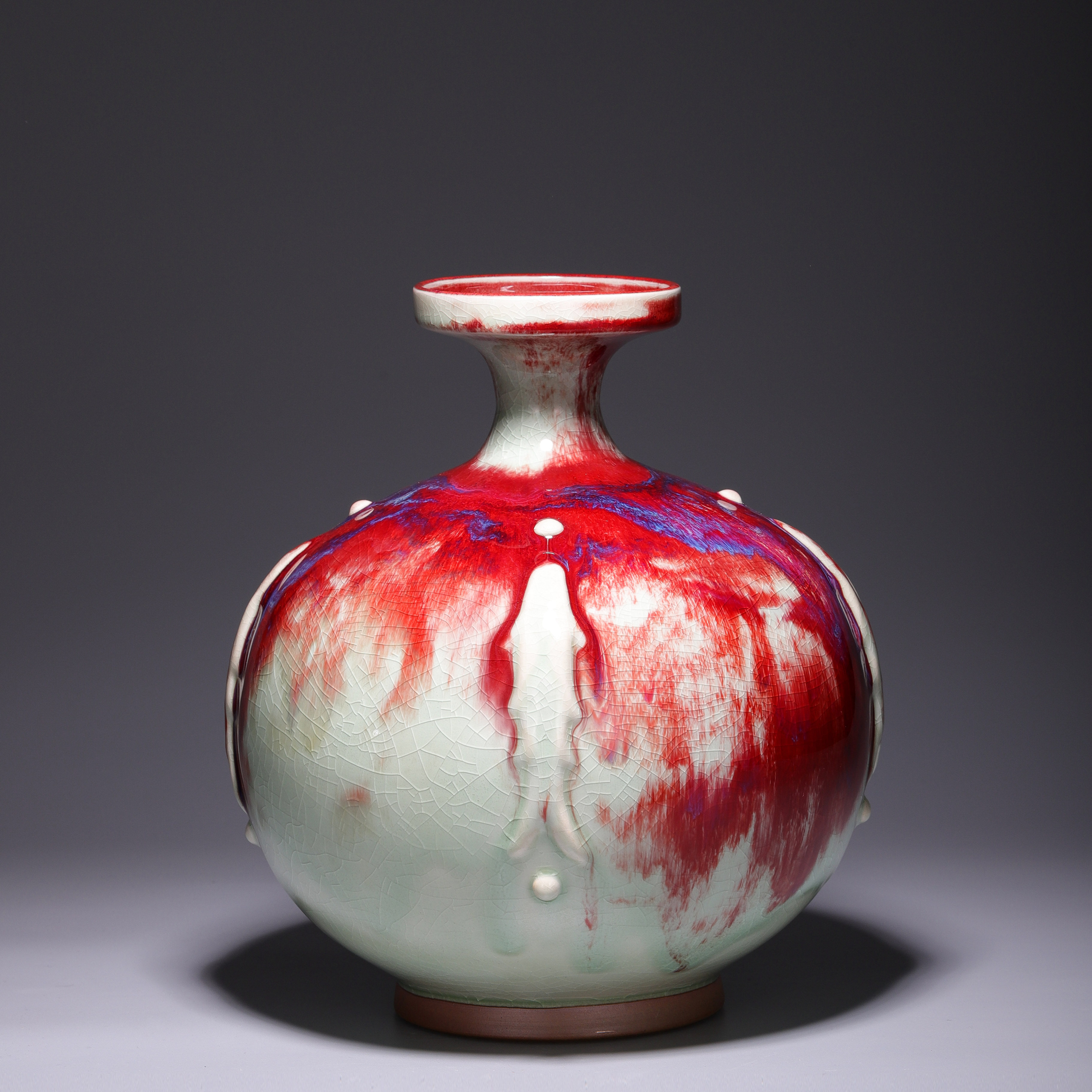 钧瓷神垕花器花瓶摆件四鱼尊杨志钧窑矿花瓶