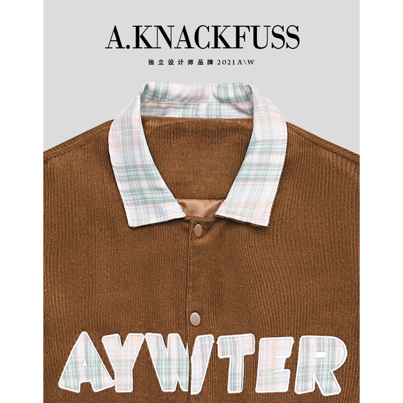 复古兼顾潮流 AKnackfuss 设计师品牌情侣学院风灯芯绒夹克男女款