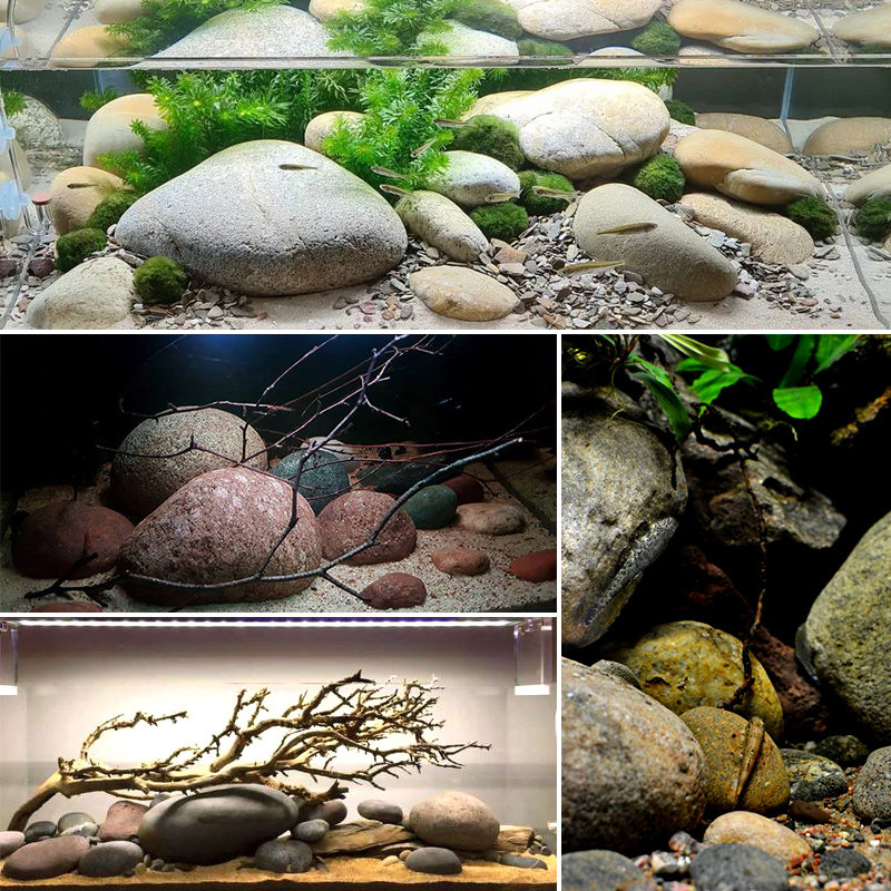 天然溪流底沙原生砂石鱼缸龟缸造景大矶彩色造景